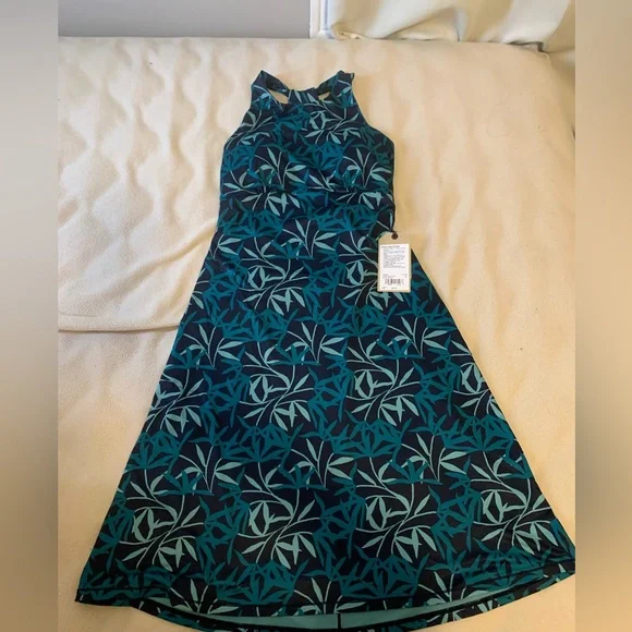 Prana | Dresses | Prana Blue Aline Halter Midi Dress | Poshmark
